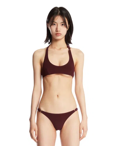 Attico Brown Adjustable Bikini In Burgundy