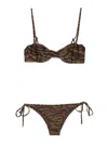 Attico Brown And Darck Green Bikini Set In Green