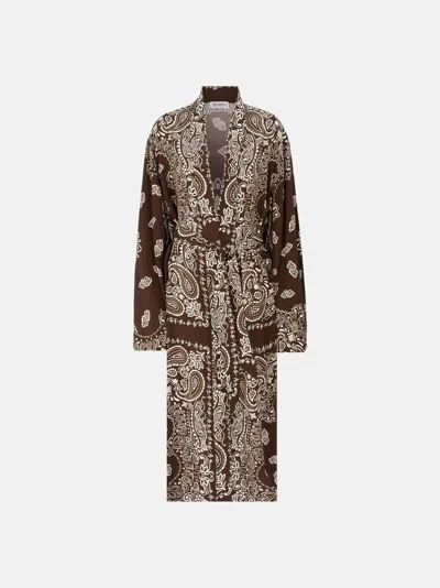 Attico Brown, Beige And White Caftan In Brown/biege/white