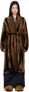 Attico Brown Belted Faux-fur Coat In 594 Brown