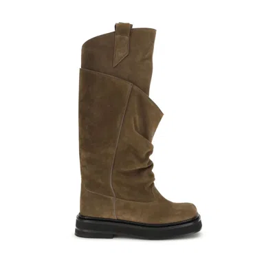 Attico Brown Calf Leather Bos Taurus Lace-up Boots