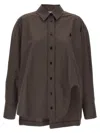 Attico Diana Oversized Cotton Poplin Shirt In Brown