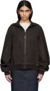 Attico Oversized Cotton Bomber Jacket With Hood In 064 Brown