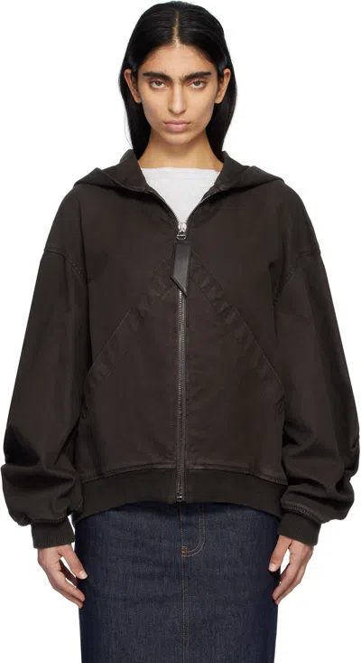 ATTICO BROWN HOODED BOMBER JACKET