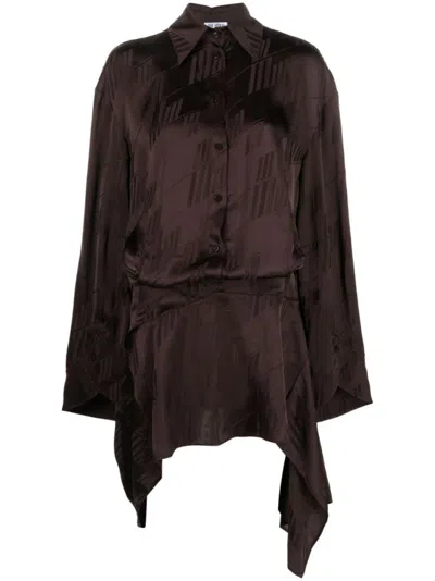 ATTICO BROWN HOUNDSTOOTH SHIRT DRESS