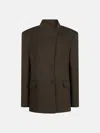 Attico Single-breasted Virgin Wool Blazer In Brown