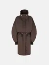 Attico Hooded Coat In Brown