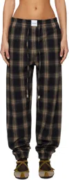 Attico Brushed Check-pattern Trousers In Brown
