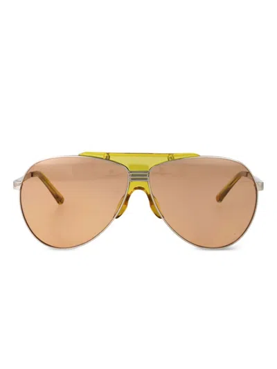 Attico Brown Metallic Frame Sunglasses In Gold