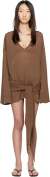 Attico Brown Mini Abito Cover-up In Brown