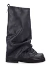 Attico 'robin' Black Boots With Square Toe And Logo Plaque On The Rear In Brown
