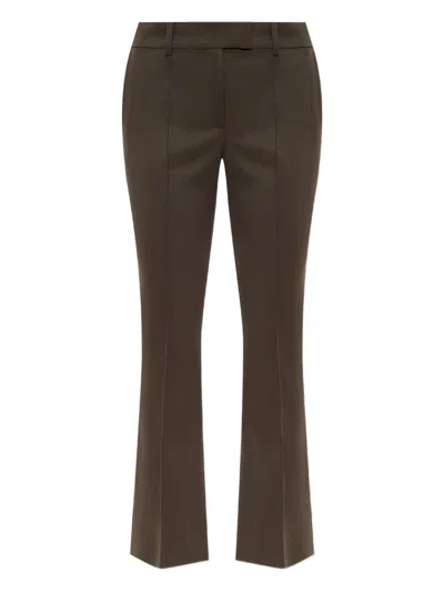 Attico Brown Stretch Wool Gabardine Trousers The