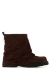 Attico Suede Mini Robin Ankle Boots Block Heel In Brown