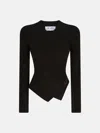 Attico Sweater In Brown Cable Wool Mix Knit In Black