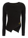 Attico Brown Sweater With Asymmetrical Design And Logo Lettering In Wool Woman In Black