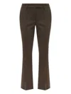 Attico Brown Trousers In Stretch Wool Garbadine