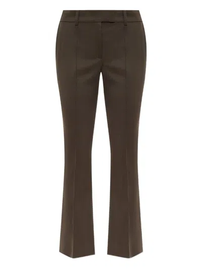 Attico Brown Trousers In Stretch Wool Garbadine
