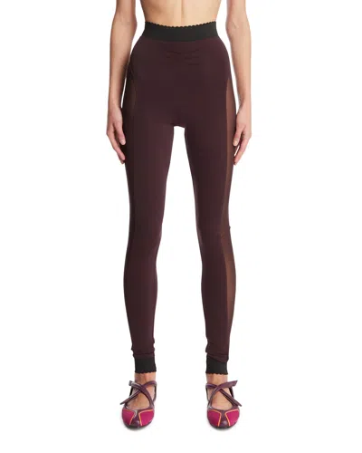 Attico Brown Viscose Leggings In Brown Marrone   #3d322d