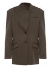 Attico Brown Wool Gabardine Blazer