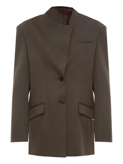Attico Brown Wool Gabardine Blazer