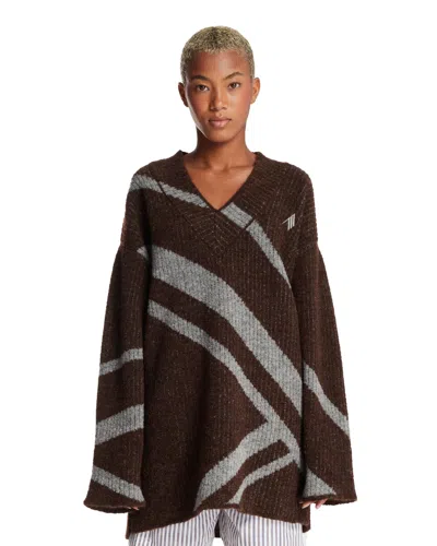Attico Brown Wool Oversized Sweater In Multi