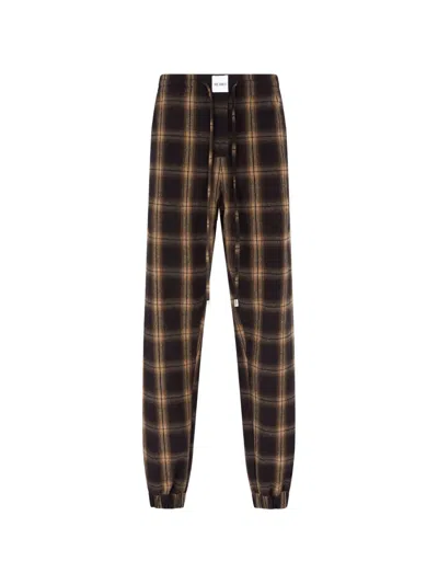 Attico Brushed Check-pattern Trousers In Brown