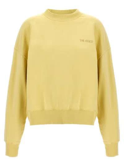 Attico Brushed Cotton Sweatshirt With Front Logo Patch In Yellow