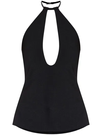 ATTICO BUCKLE-FASTENING HALTERNECK BLOUSE