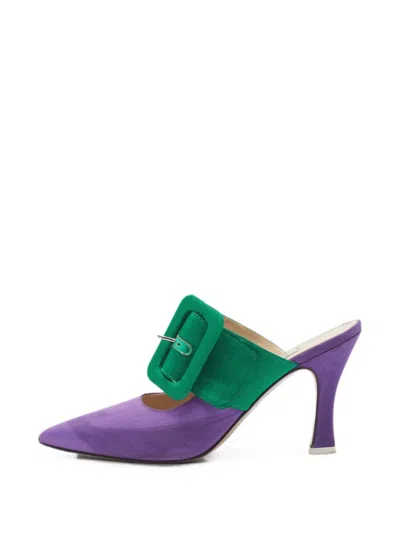 Pre-owned Attico Buckle Mules In Purple