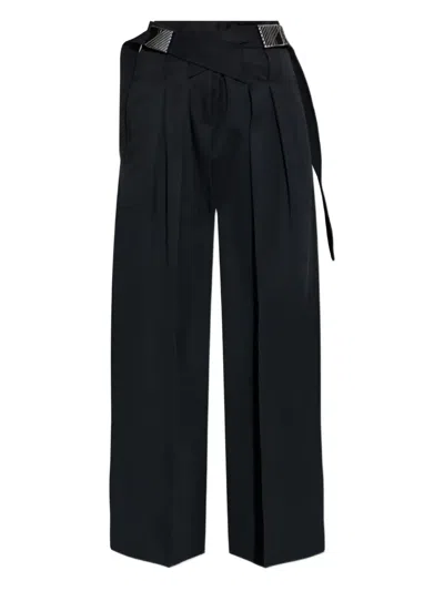 Attico Buckle Pleated Trousers In Black