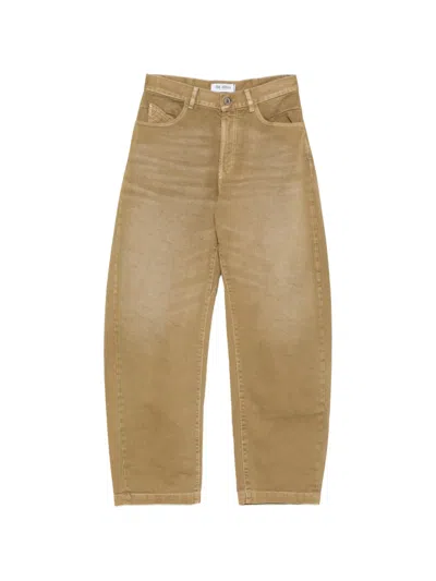 Attico Buckle-detail Wide-leg Jeans In Brown