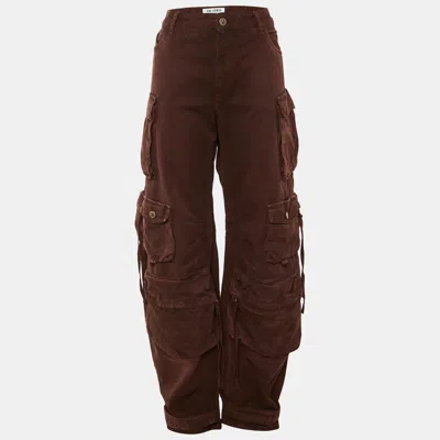 Pre-owned Attico Burgundy Denim Fern Long Cargo Jeans Xl Waist 34"