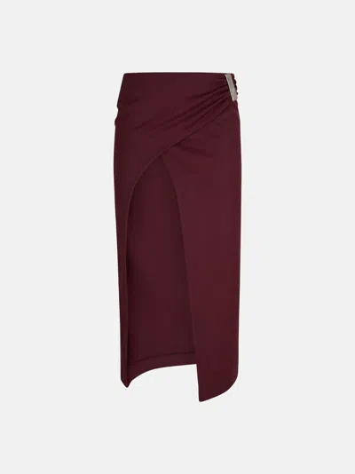 Attico Burgundy Midi Skirt