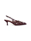 Attico Burgundy Suede "grid" Slingback Pumps