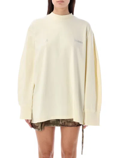 Attico The  Logo Plaque Long Sleeved T In Beige