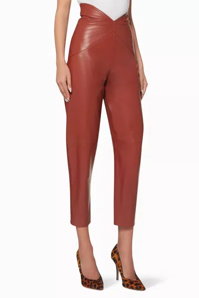 Attico Butterfly Leather Pants In Red