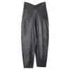 Attico Butterfly-waist Trousers In Black Leather In Black