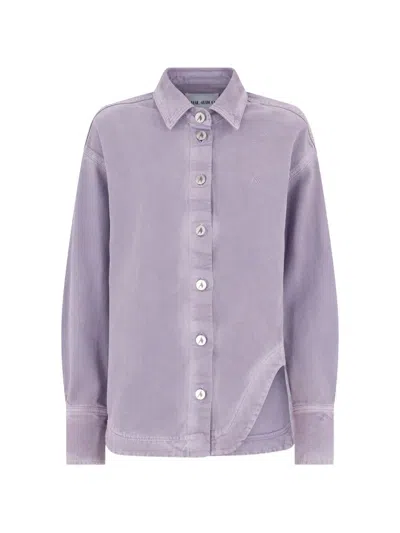 Attico Bomber Shirt Jacket In Purple
