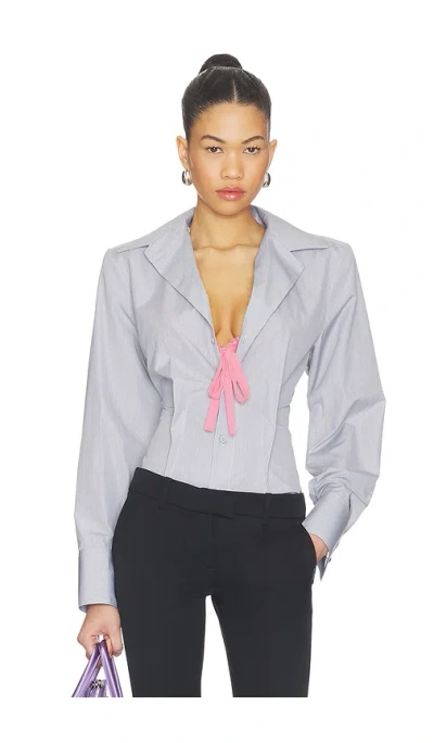 Attico Button Down Shirt In Gray