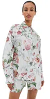 Attico Pointed Collar Long Sleeves Floral Print Shirt In Ivory