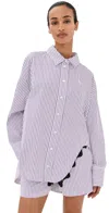 Attico Button Down Shirt White/purple In White/purple