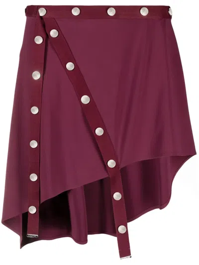 Attico Stud-detail Cotton-blend Asymmetric Skirt In Purple