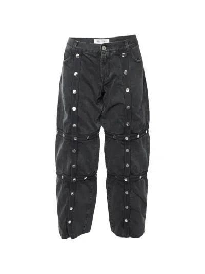 Pre-owned Attico Button-detail Deconstructed Jeans In Black