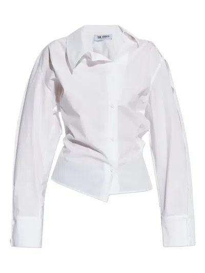 Attico Buttoned Long-sleeve Top In Animal Print