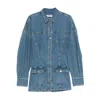 Attico Neutrals Denim Long Puffed Sleeves Mini Dress In Blue