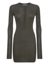 Attico Buttoned Mini Dress In Brown