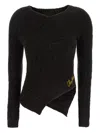 Attico Cable-knit Asymmetric Sweater In Black