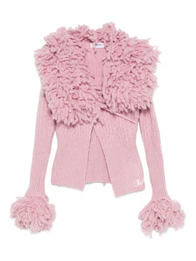 Attico Cable-knit Cardigan In Pink