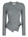 Attico Sweater In Brown Cable Wool Mix Knit In Gray