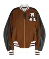 Attico College Bomber Jacket In Brown